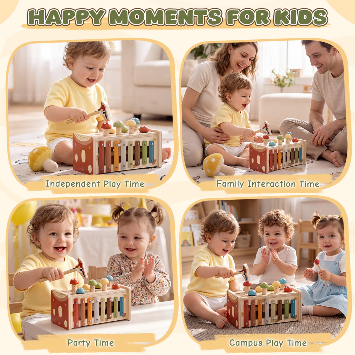 Wooden Montessori Toys for 1 Year Old, Hammering Pounding Toy with Xylophone, Educational Learning Toys, Baby Activity Toys for 1 2 3 Year Old, Preschool Toys, Birthday Gifts (Dinosaur)