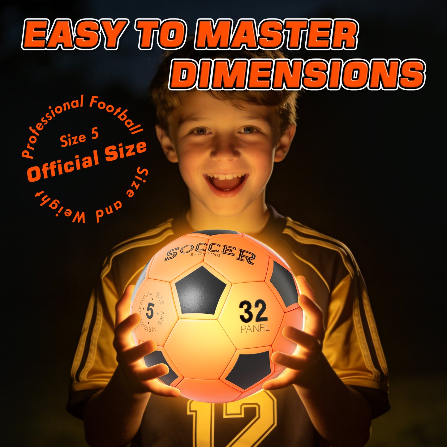 Glow in the Dark Ball, USB Charge Light up Kid Soccer Ball, Sport Toy for Boys, Bright Soccer Ball for Night Outdoor Game, Outdoor Toys for Kids Teenagers Boys 8 10 11 12 15 Years Old, Birthday Gift
