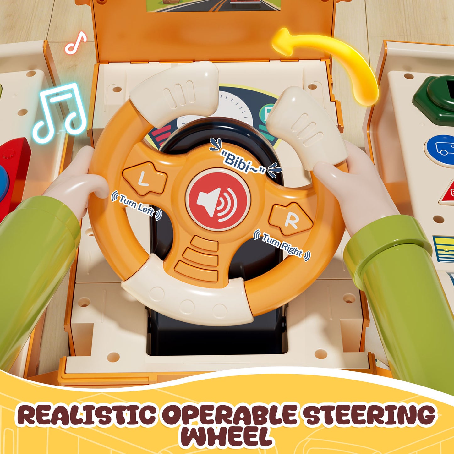 School Bus Toys with Sound & Story & Music, Toys for Boys 2 to 4 Years Old with Simulation Steering Wheel, Toddler Boy Toys age 3 5, Educational Learning Toys for Preschool, Best Gift for Boys Girls