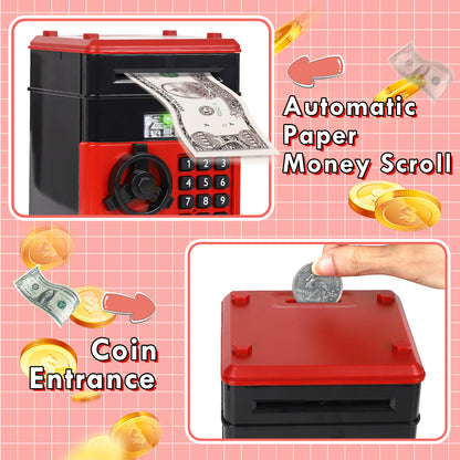 Piggy Banks for Kids, Money Bank, Piggy Bank for Boys Girls, Electronic Password Cash Coin Can ATM Bank with Auto Grab Bill Slot, Money Coin Saving Box for Kids, Perfect Gifts for Boys Girls