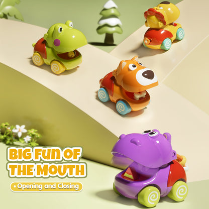 Toys for 1 Year Old Boys Gifts, 4pcs Baby Dinosaur Toy Cars 12 Month Car Toys, Cars for Girls 12-18 Months, Toy Cars For Toddlers for Infant 1 2 3 Year Old Girl 1st Birthday Gift