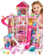 12 Room Doll House - Toys for 3 Year Old Girl Dream Dollhouse Playhouse with LED Lights Furniture and Accessories, Pretend Play kit Doll House for Princess Age 3 4 5 6 7