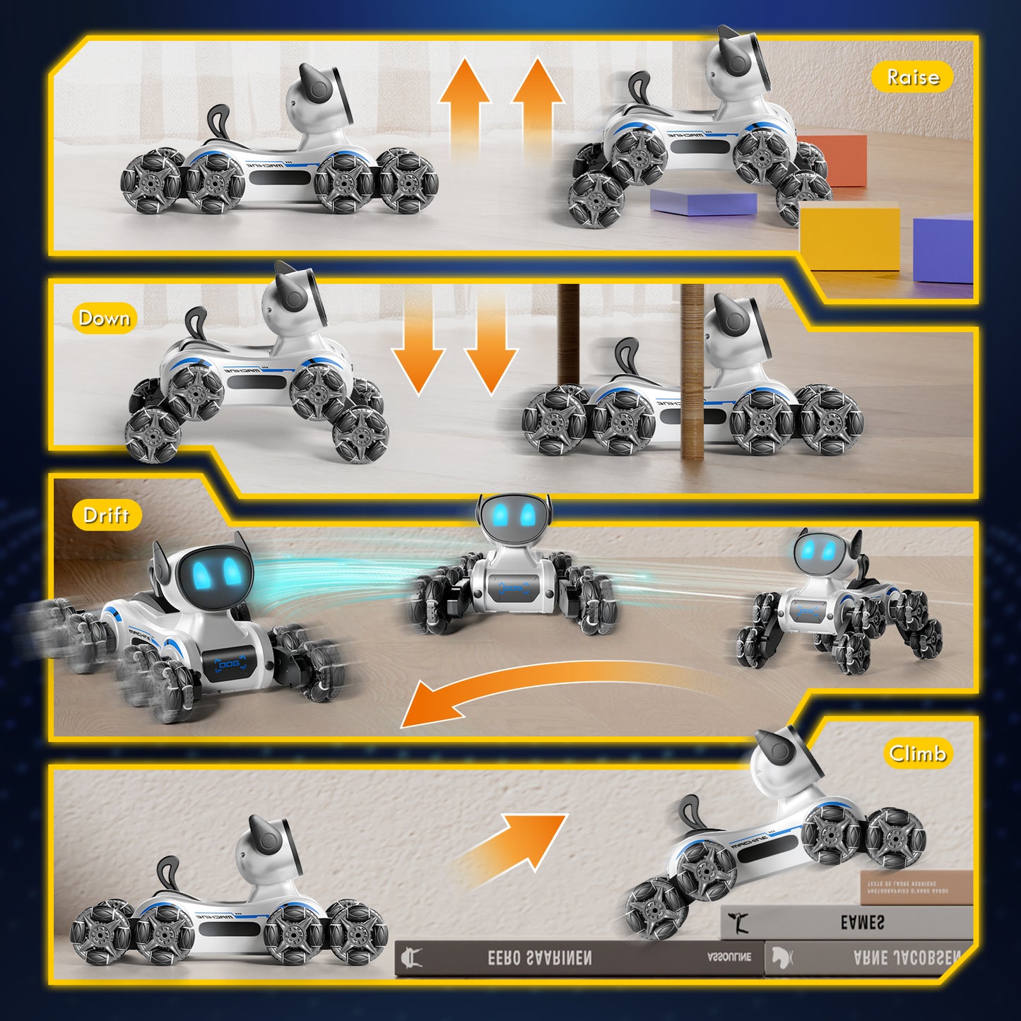 Remote Control Cars, Robot Dog Toy for Kids, RC Robot Toys for 7 8 9 10 11 12 Year Old Boys Toy, 2.4Ghz Fast Stunt, Robot Dog RC Cars for Age 8-12 Outdoor Toys w/Light & Smoke, Perfect Gift for Boys