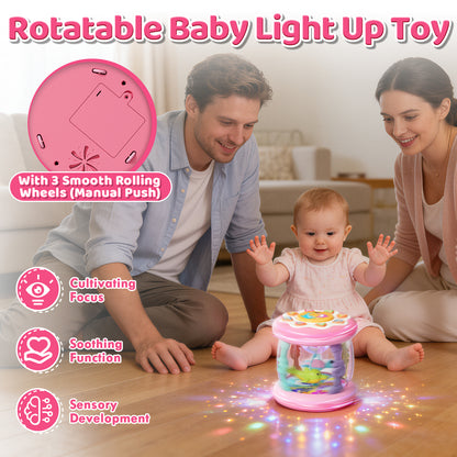 Baby Musical Toys for 1 Year Old, Baby Light Up Toys for 6-12 Months, Rotating Ocean Projector Drums Toys for Infant, Sensory Development Toys for Toddler, Early Educational Toys, Birthday Gift