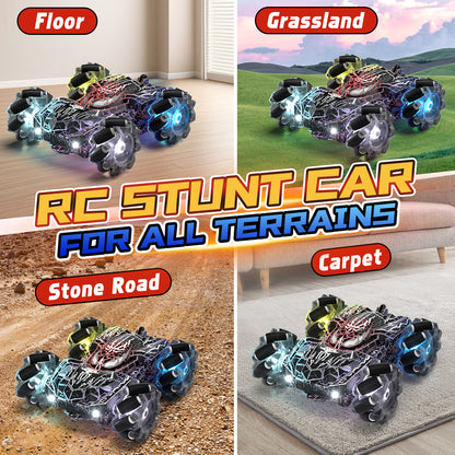 Remote Control Cars, RC Cars Toys for 5 6 7 8 9 10 Year Old Boys Girls, Gesture Sensing RC Stunt Car, Double Sided Race Car with Cool Lights for Boys Kids Age 8-12 Outdoor Toys Birthday Gifts