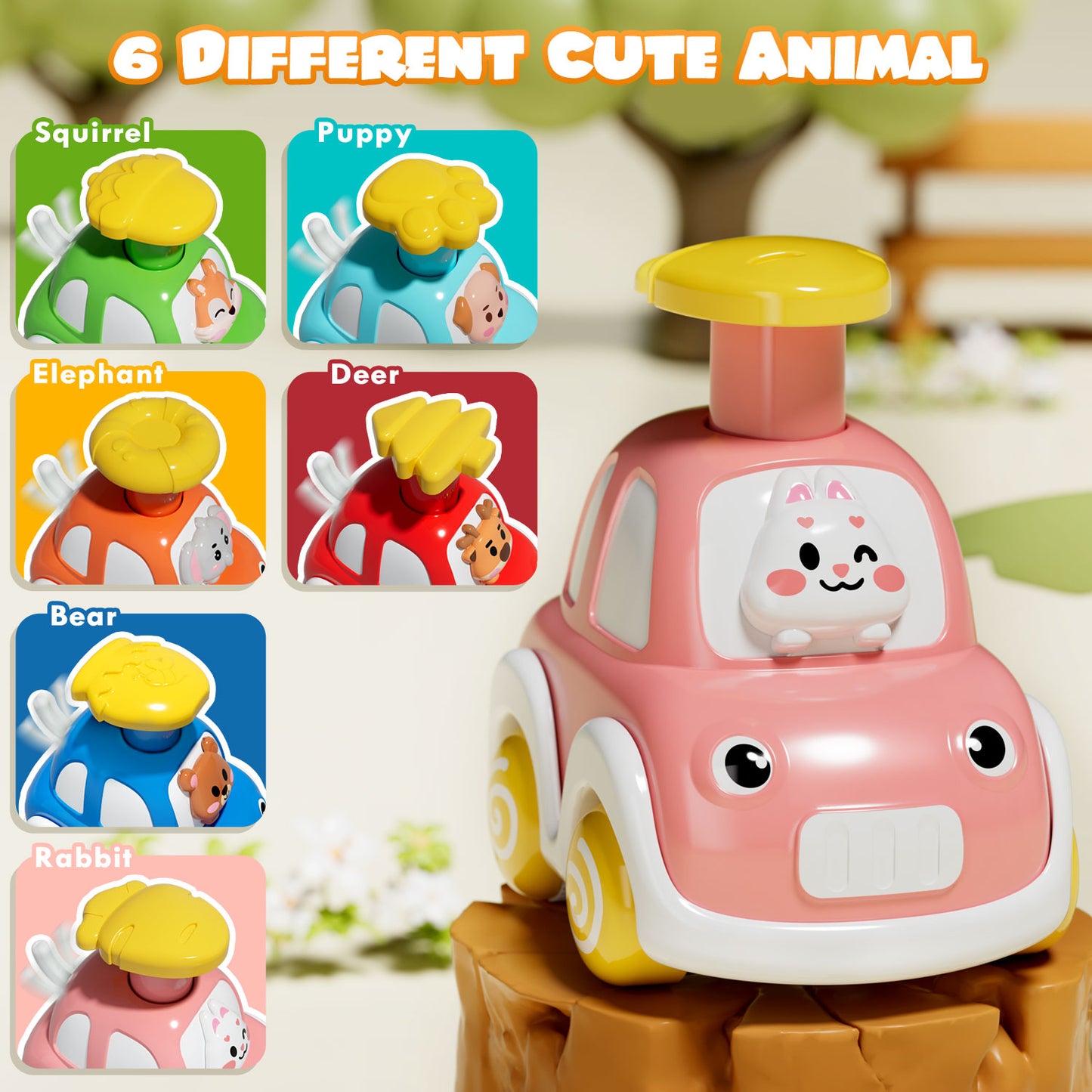 Toys for 1 2 3 Year Old Boys Girls, Toy Cars for Toddlers, Press and Go Toy Cars 6 Pcs, Play Vehicle Toys Set, Pull Back Cars Animal Car Toys Baby Toys for 1+ Year Old Birthday Gifts
