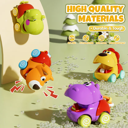 Toys for 1 Year Old Boys Gifts, 4pcs Baby Dinosaur Toy Cars 12 Month Car Toys, Cars for Girls 12-18 Months, Toy Cars For Toddlers for Infant 1 2 3 Year Old Girl 1st Birthday Gift