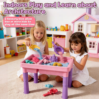 Sand Table for Kids, Sensory Table with Sand, Sensory Bin with Lid & 2.6lbs Play Sand, Unicorn Toys & Sand Toys, Sensory Toys Gifts for Toddler Boys Girls