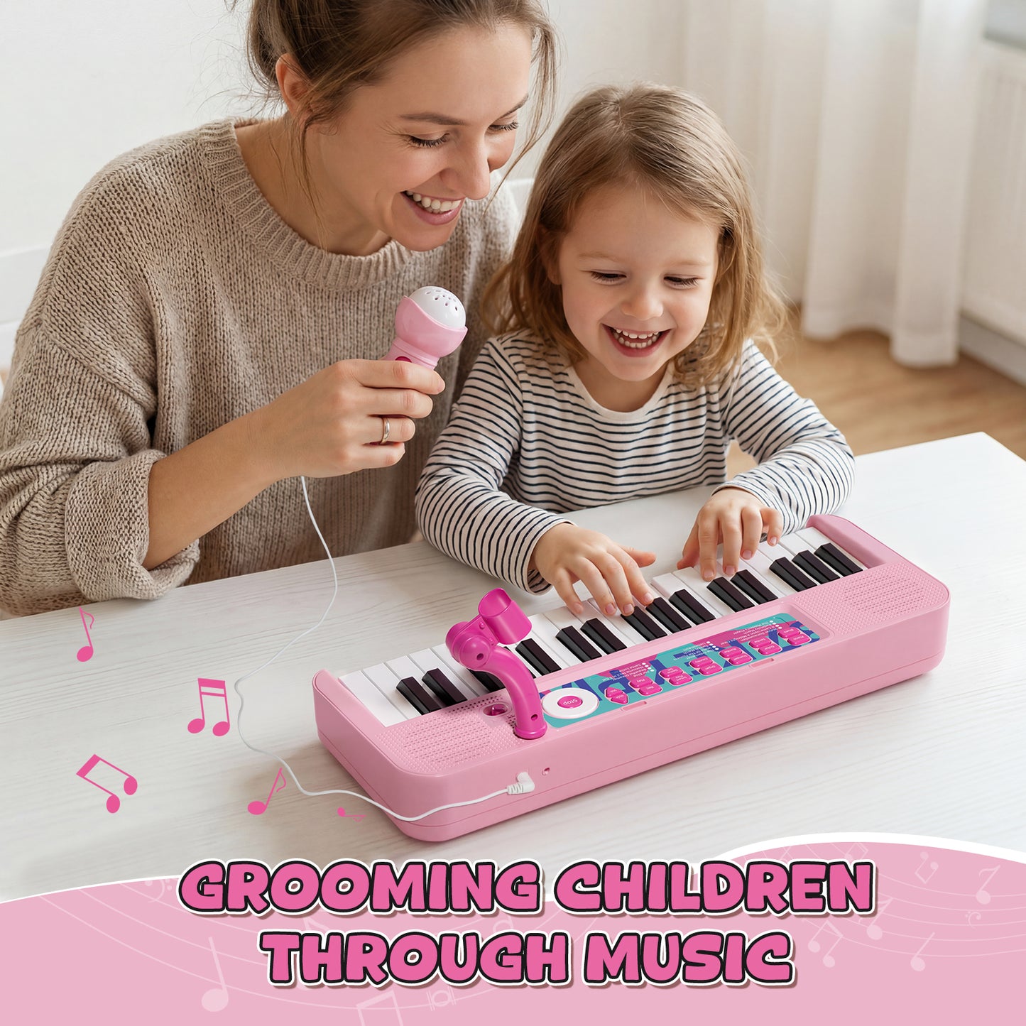 Keyboard Piano for Kids, Music Toys, Kids Piano with Microphone, Toddler Girl Toys, 37 Keys Musical Instruments for Toddlers, Birthday Gifts for 3 4 5 Year Old Girls