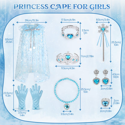 Princess Dress Up Toddler Girl Toys, Dress Up for Girls 3 4 5 6 Year Old, Princess Toys for Toddler Girls, Include Cloak, Gloves, Jewelry, Princess Wand... Birthday Gift for Girls (Ice & Snow)