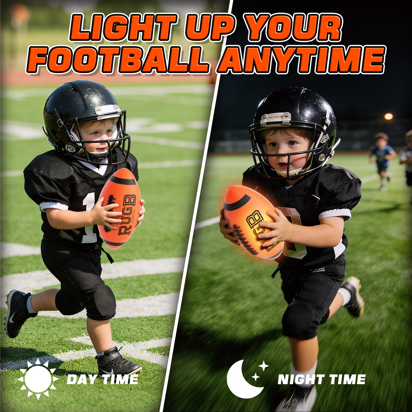 Glow in the Dark Football, USB Charge Light up Football Toys, Sport Toy for Boys, Bright Football for Night Outdoor Game, Outdoor Toys for Kids Teenagers Boys 8 10 11 12 15 Years Old, Birthday Gift