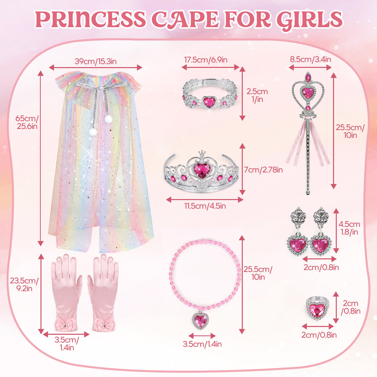 Princess Dress Up Toddler Girl Toys, Dress Up for Girls 3 4 5 6 Year Old, Princess Toys for Toddler Girls, Include Cloak, Gloves, Jewelry, Princess Wand... Birthday Gift for Girls (Unicorn)