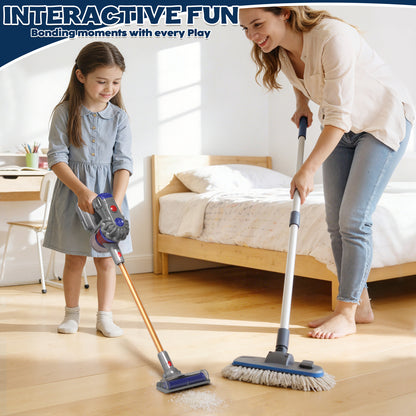 Toy Vacuum Cleaner for Kids, Pretend Play, Kids Vacuum Cleaner with 3 Converter Heads, Toddler Vacuum with Real Suction Power, Housekeeping Set Preschool Toy for Toddlers Boys Girls Age 2 3 4+