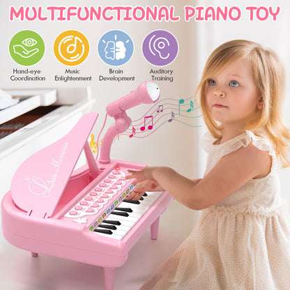 Piano for Kids, Toddler Toys for Girls, 24 Keys Kids Piano Toy, Musical Toys for 1 Year Old, Kids Keyboard with Microphone, Preschool Learning Toys, Musical Instruments for 1 2 3 Year Old Best Gift