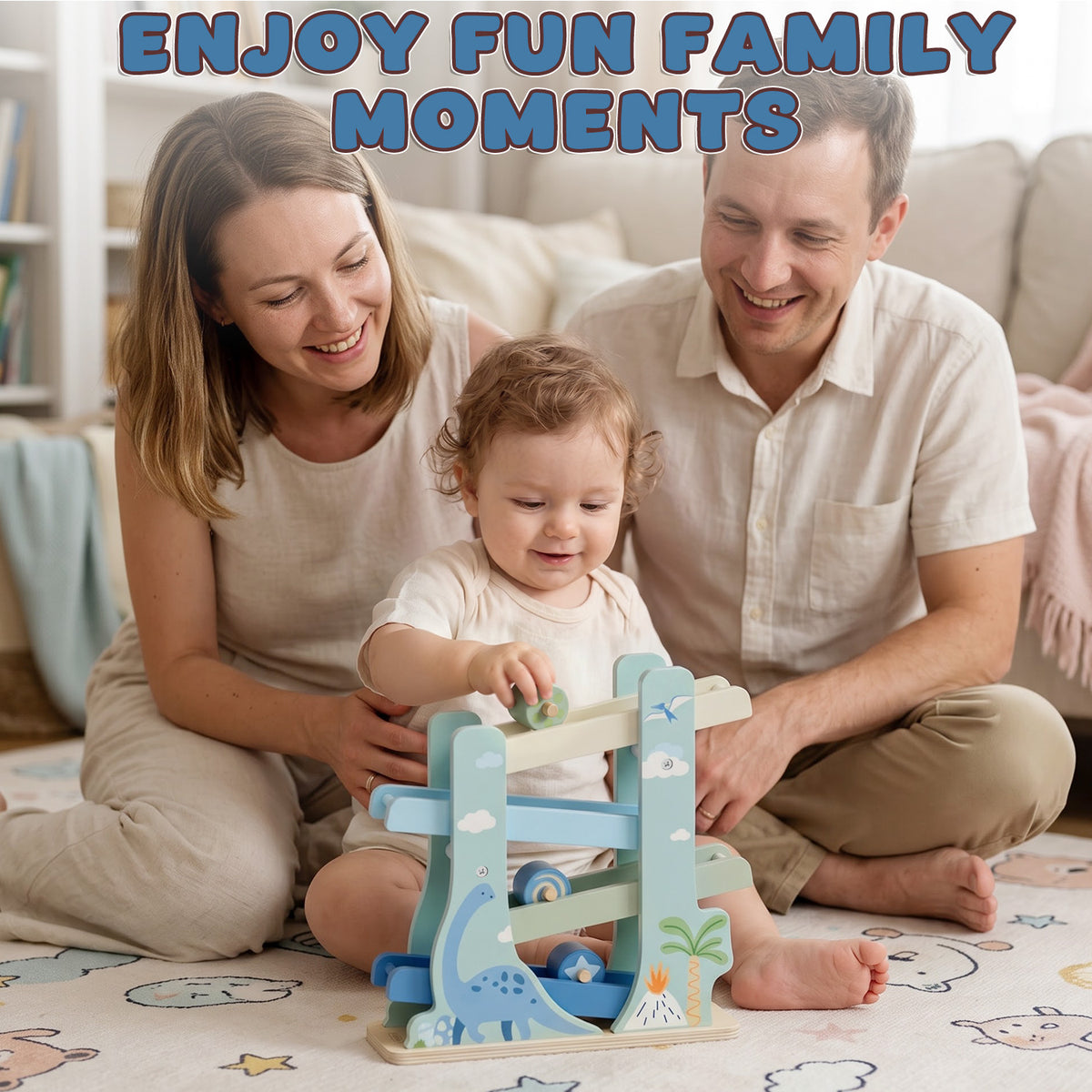 Car Ramp Toys for 2 Year Old Boys, Car Race Track, Dinosaur Wooden Race Track for Toddlers, Toys for 1 Year Old, Montessori Learning Toys, Best Gifts for Baby Boys Girls 1-3
