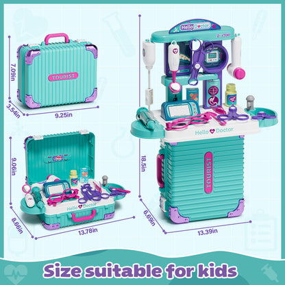 Doctor Kit for Kids, Doctor Pretend Playset with Realistic Accessories, Pretend Mobile Medical Station, Role Play Medical Toys for 3-5, 2-4, 3 4 5 6 Year Old