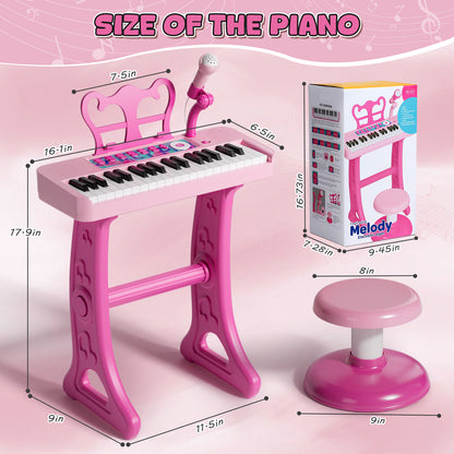 Keyboard Piano for Kids, Music Toys, Kids Piano with Microphone, Toddler Girl Toys, 37 Keys Musical Instruments for Toddlers, Birthday Gifts for 3 4 5 Year Old Girls