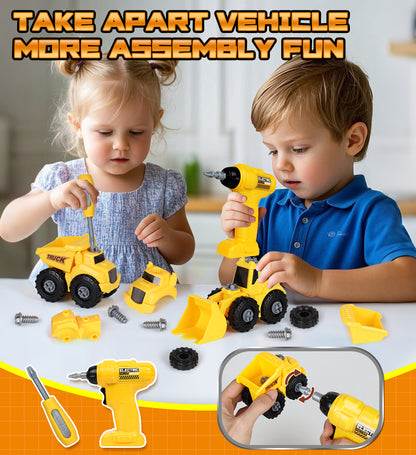 Kids Tool Bench Play Set, Educational Boy Toys, Kids Tool Set, Foldable Kids Workbench with Realistic Tools & Electric Drill & Take Apart Toy Cars, Construction Toys for Boys Age 2 3 Birthday Gifts