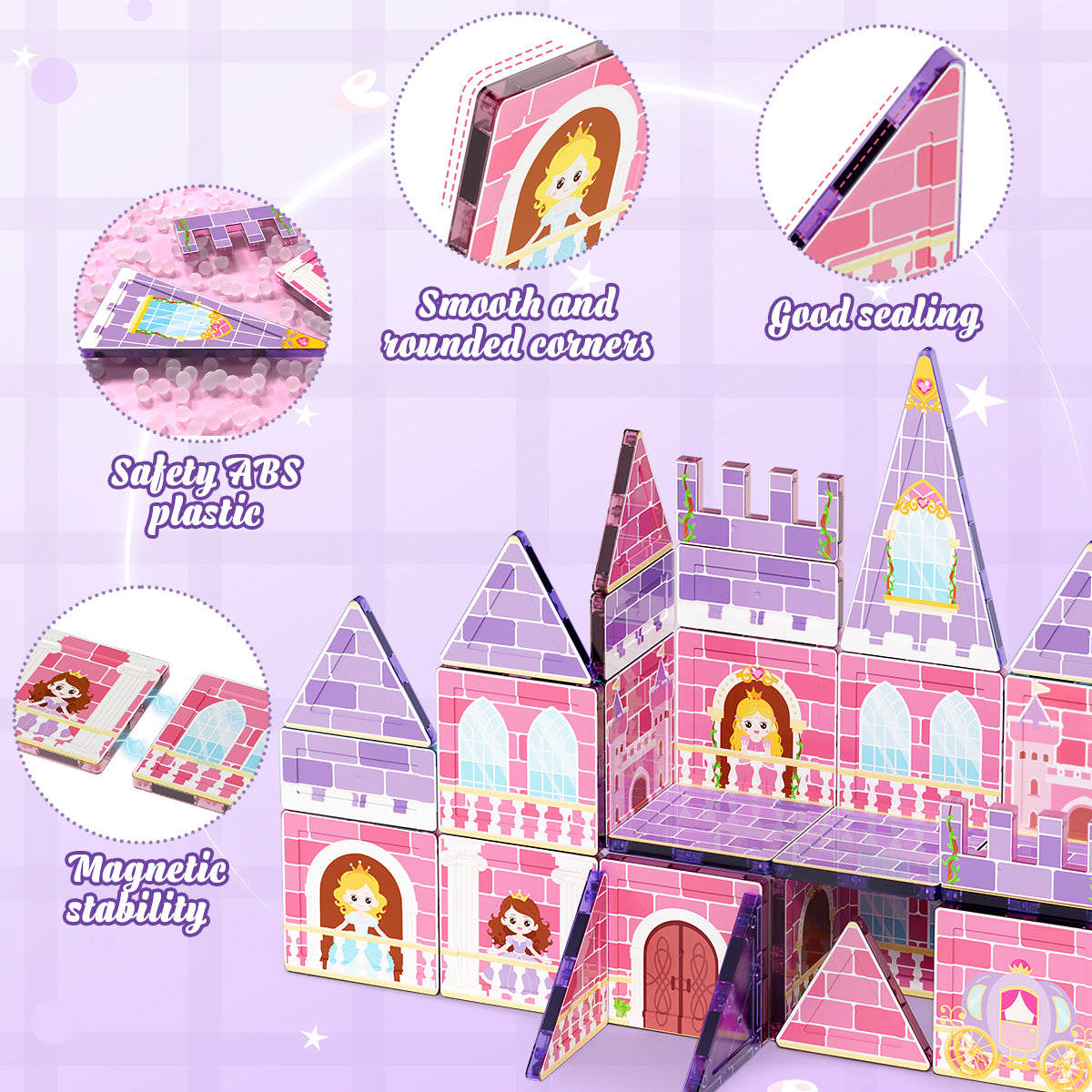 Magnetic Tiles, Princess Theme 30 PCS Magnetic Blocks, Montessori Learning Toys for 3 to 4 Year, Magnetic Construction Toys for Toddlers 3-6 Years Old, Educational Toys for Boys Girls