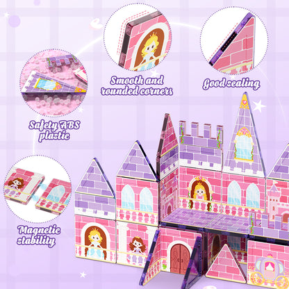 Magnetic Tiles, Princess Theme 30 PCS Magnetic Blocks, Montessori Learning Toys for 3 to 4 Year, Magnetic Construction Toys for Toddlers 3-6 Years Old, Educational Toys for Boys Girls