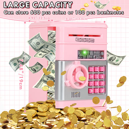 Piggy Banks for Kids, Money Bank, Piggy Bank for Boys Girls, Electronic Password Cash Coin Can ATM Bank with Auto Grab Bill Slot, Money Coin Saving Box for Kids, Perfect Gifts for Boys Girls