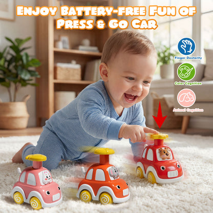 Toys for 1 2 3 Year Old Boys Girls, Toy Cars for Toddlers, Press and Go Toy Cars 6 Pcs, Play Vehicle Toys Set, Pull Back Cars Animal Car Toys Baby Toys for 1+ Year Old Birthday Gifts