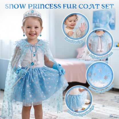Princess Dress Up Toddler Girl Toys, Dress Up for Girls 3 4 5 6 Year Old, Princess Toys for Toddler Girls, Include Cloak, Gloves, Jewelry, Princess Wand... Birthday Gift for Girls (Ice & Snow)