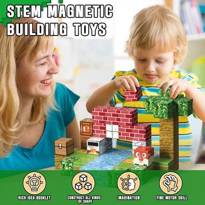 Magnetic Blocks, Forest Theme 54 PCS Magnetic Tiles, Montessori Learning Toys for 3 to 4 Year, Magnetic Construction Toys for Toddlers 3-6 Years Old, Educational Toys for Boys Girls