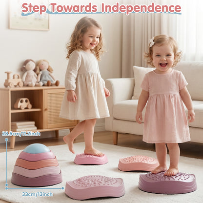 Stepping Stones for Kids, Upgraded Support Bones Toddler Stepping Stones, 5 Pcs Non-Slip Balance Stepping Stones, Up to 220lbs, Coordination Skills Sensory Toys for Ages 2 3 4 5 6+ Girls
