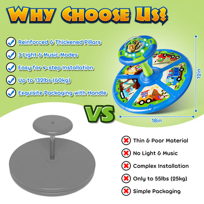Sit and Spin Toys for Toddlers, 360° Dinosaur Toddler Spinning Seat with LED Lights & Music, Sensory Spinning Chair, Sensory Toys for Ages 2-4 and Up, Best Birthday Christmas Gifts