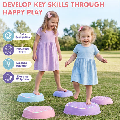 Stepping Stones for Kids, Upgraded Toddler Stepping Stones with Lights & Sounds, 5 Pcs Non-Slip Balance Stepping Stones, Up to 220 lbs, Coordination Skills Sensory Toys for Ages 2 3 4 5 6+ Girls
