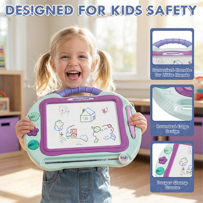 Magnetic Drawing Board, Toys for 2 Year Old Girls, Writing Board for Toddlers with 4 Stamps, Portable Doodle Board Pad, Learning Educational Toys for Toddlers 1 2 3 Year Old, Best Birthday Gifts