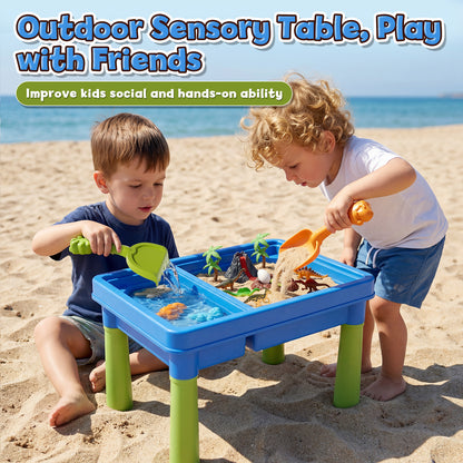 Sand Table for Kids, Sensory Table with Sand, Sensory Bin with Lid & 2.6lbs Play Sand, Dinosaur Toys & Sand Toys, Sensory Toys Gifts for Toddler Boys Girls