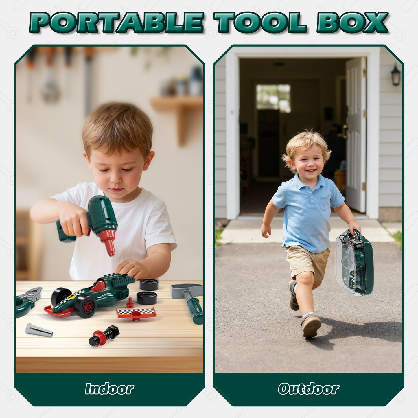 Toys for 2 Year Old Boys, Kids Tool Set, Toolbox Set for Kids, Includes Realistic Tools & Electric Drill & Take Apart Toy Racing Cars, Educational Learning Toys for Boys Age 2 3 4 5 Birthday Gifts