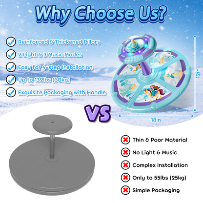 Princess Sit and Spin Toys for Toddlers, 360° Spinning Seat with LED Lights & Music, Sensory Spinning Chair for Body Balance Training, Sensory Toys for Ages 2-4 and Up, Best Birthday Christmas Gifts