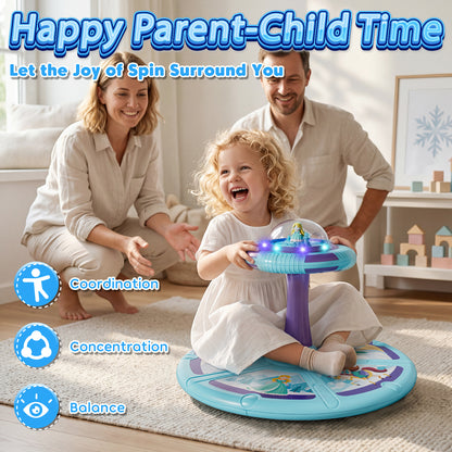 Princess Sit and Spin Toys for Toddlers, 360° Spinning Seat with LED Lights & Music, Sensory Spinning Chair for Body Balance Training, Sensory Toys for Ages 2-4 and Up, Best Birthday Christmas Gifts