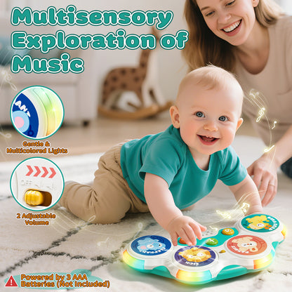 Kids Drum Set for Toddlers 1-3, Drum Set Toys for 1 2 3 Year Old Musical Toys, Animal Montessori Toys for 1 Year Old, Learning Educational Developmental Baby Toys 12-18 Mouth