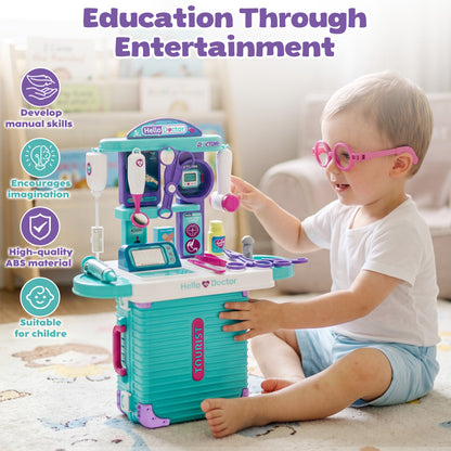Doctor Kit for Kids, Doctor Pretend Playset with Realistic Accessories, Pretend Mobile Medical Station, Role Play Medical Toys for 3-5, 2-4, 3 4 5 6 Year Old
