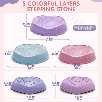 Stepping Stones for Kids, Upgraded Toddler Stepping Stones with Lights & Sounds, 5 Pcs Non-Slip Balance Stepping Stones, Up to 220 lbs, Coordination Skills Sensory Toys for Ages 2 3 4 5 6+ Girls