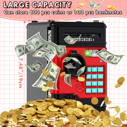 Piggy Banks for Kids, Money Bank with Fingerprint Recognition, Electronic Password Cash Coin Can ATM Bank with Auto Grab Bill Slot, Money Coin Saving Box for Kids, Perfect Gifts for Boys Girls