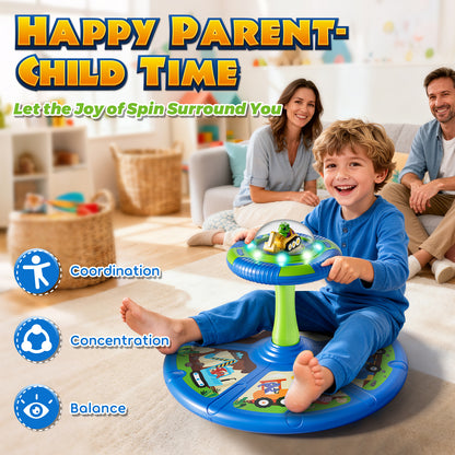 Sit and Spin Toys for Toddlers, 360° Dinosaur Toddler Spinning Seat with LED Lights & Music, Sensory Spinning Chair, Sensory Toys for Ages 2-4 and Up, Best Birthday Christmas Gifts