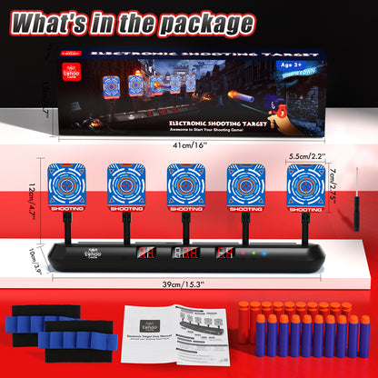 Shooting Targets for Nerf, with Auto-Reset, 5 Electronic Digital Scoring Target with Toy Gun