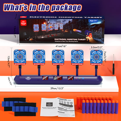 Shooting Targets for Nerf, Target with Auto-Reset, 5 Electronic Digital Scoring Target with Toy Shooting, Blue