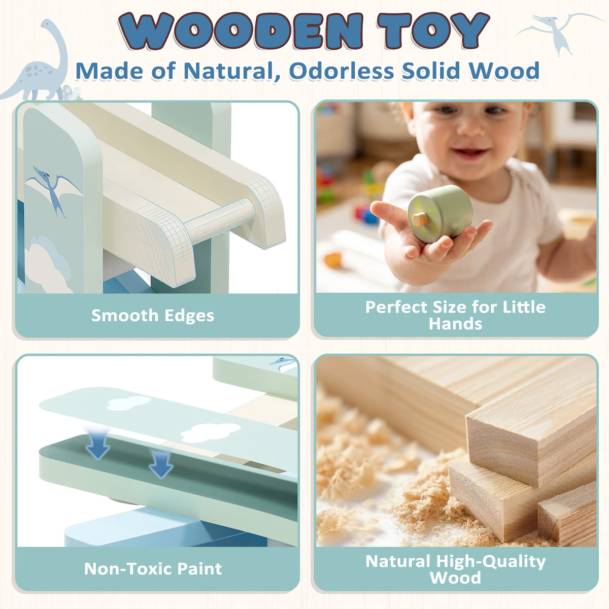 Car Ramp Toys for 2 Year Old Boys, Car Race Track, Dinosaur Wooden Race Track for Toddlers, Toys for 1 Year Old, Montessori Learning Toys, Best Gifts for Baby Boys Girls 1-3