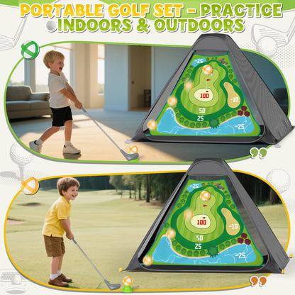 Kids Toy Golf Club Set with Golf Putting Mat, 3-5 Toddler Mini Golf Games, Indoor Outdoor Sport Toys Gifts for Boys Girls Aged 3 4 5 6