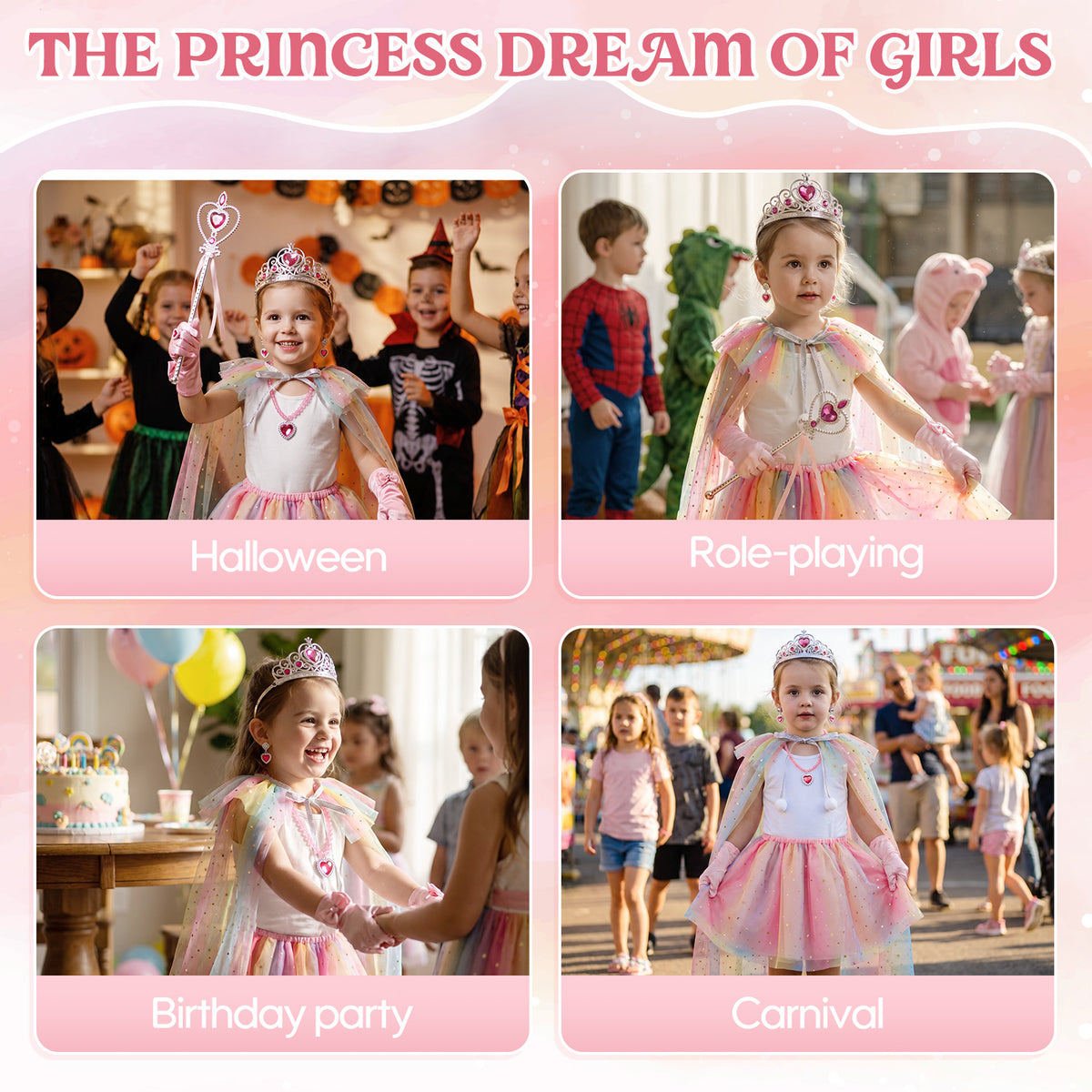 Princess Dress Up Toddler Girl Toys, Dress Up for Girls 3 4 5 6 Year Old, Princess Toys for Toddler Girls, Include Cloak, Gloves, Jewelry, Princess Wand... Birthday Gift for Girls (Unicorn)