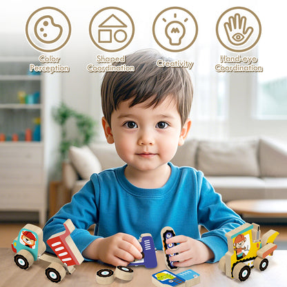 Toys for Boys 2 to 4 Years Old, Construction Vehicle Take Apart Toys Cars For Toddlers, Construction Toys for Boys 3 6 Years, Wooden Cars Toys, Learning Educational Toys for Kids Birthday Gifts