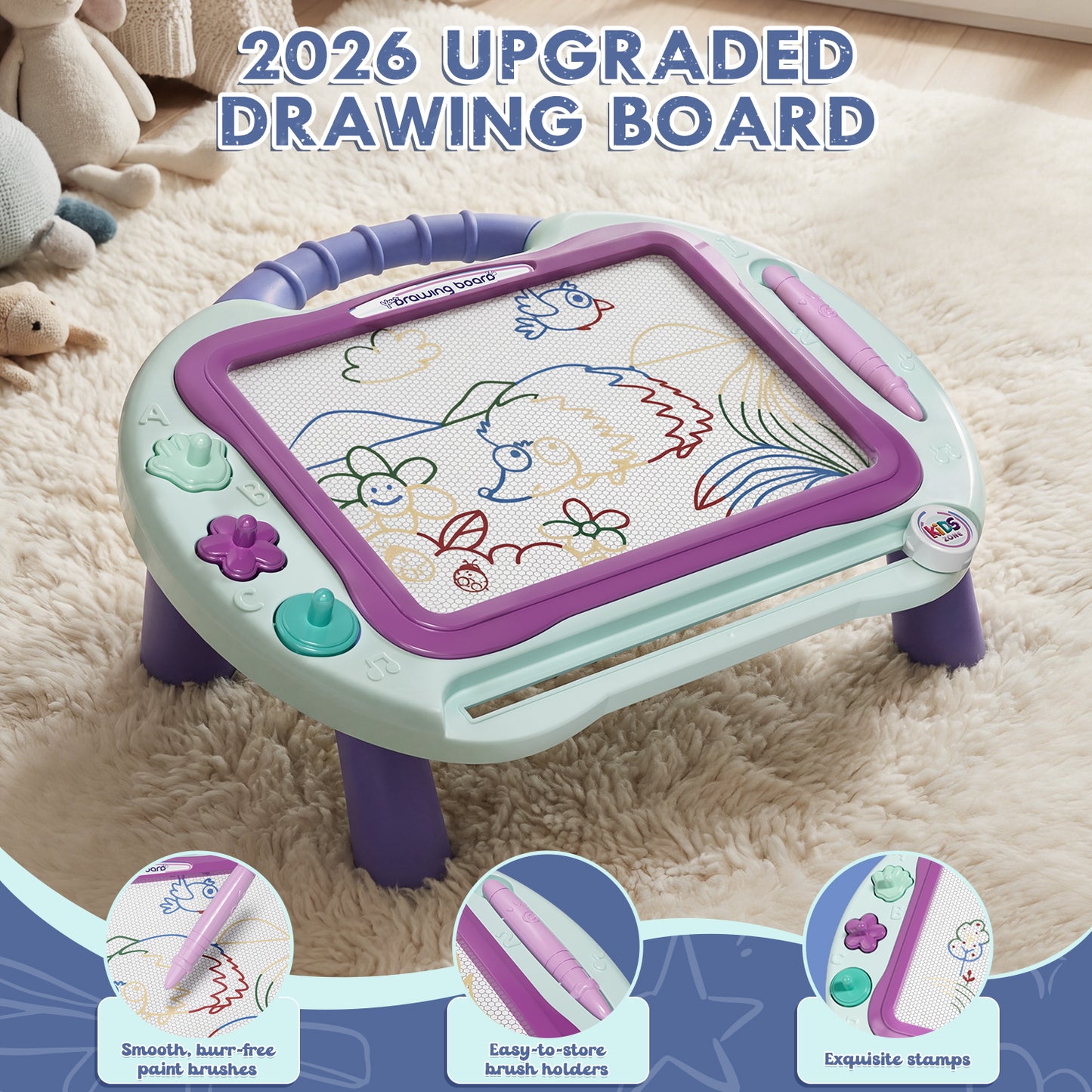 Magnetic Drawing Board, Toys for 2 Year Old Girls, Writing Board for Toddlers with 4 Stamps, Portable Doodle Board Pad, Learning Educational Toys for Toddlers 1 2 3 Year Old, Best Birthday Gifts