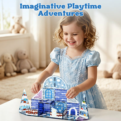 Magnetic Tiles, Snow & Ice Theme 25 PCS Magnetic Blocks, Montessori Learning Toys for 3 to 4 Year, Magnetic Construction Toys for Toddlers 3-6 Years Old, Educational Toys for Boys Girls