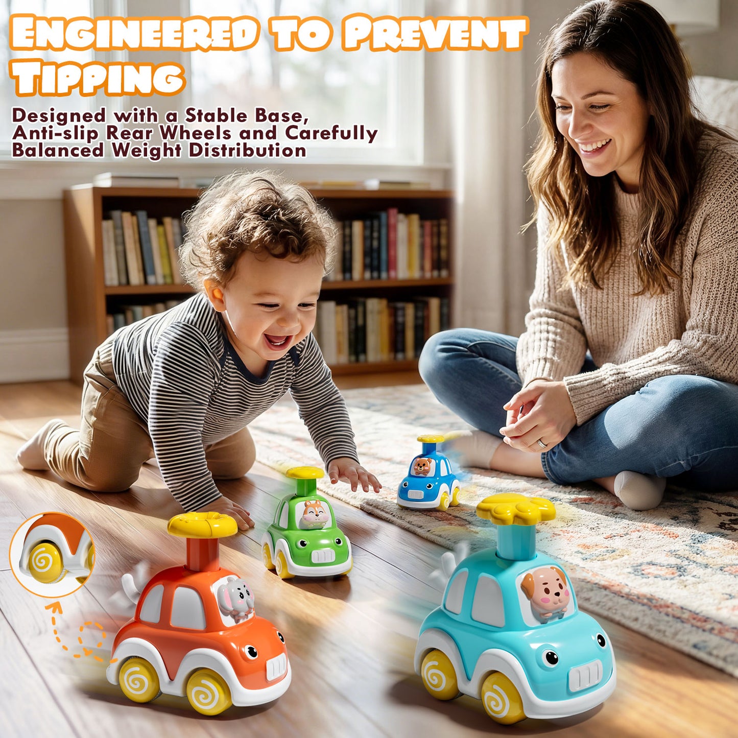 Toys for 1 2 3 Year Old Boys Girls, Toy Cars for Toddlers, Press and Go Toy Cars 6 Pcs, Play Vehicle Toys Set, Pull Back Cars Animal Car Toys Baby Toys for 1+ Year Old Birthday Gifts